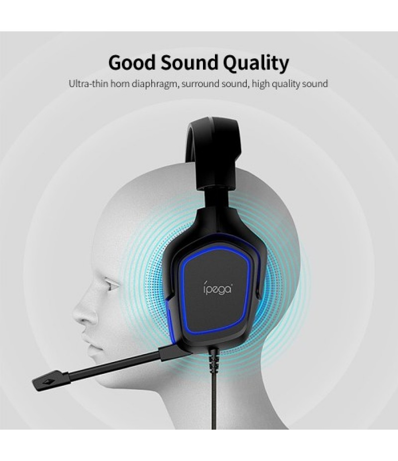  PG-R006 Gaming Headset Surround Sound Headset with High Sensitive Microphone for PC Switch PS4 CellPhone Black+Blue