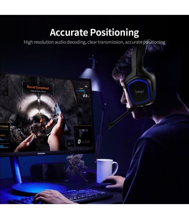  PG-R006 Gaming Headset Surround Sound Headset with High Sensitive Microphone for PC Switch PS4 CellPhone Black+Blue