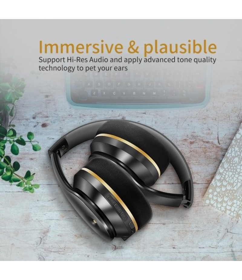 EL528 Wireless BT Headphone Foldable Stereo ANC Headset Sports Gaming TF/FM/Wired Mode Earphone for Phone/Laptop/PC Black&amp;Go