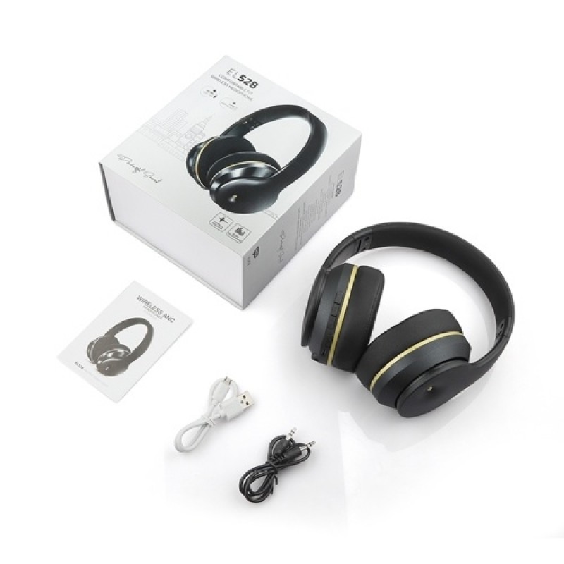 EL528 Wireless BT Headphone Foldable Stereo ANC Headset Sports Gaming TF/FM/Wired Mode Earphone for Phone/Laptop/PC Black&amp;Go