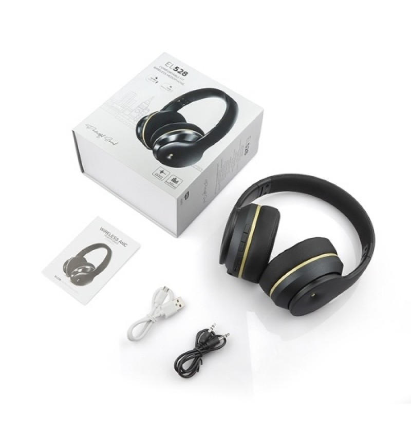 EL528 Wireless BT Headphone Foldable Stereo ANC Headset Sports Gaming TF/FM/Wired Mode Earphone for Phone/Laptop/PC Black&amp;Go