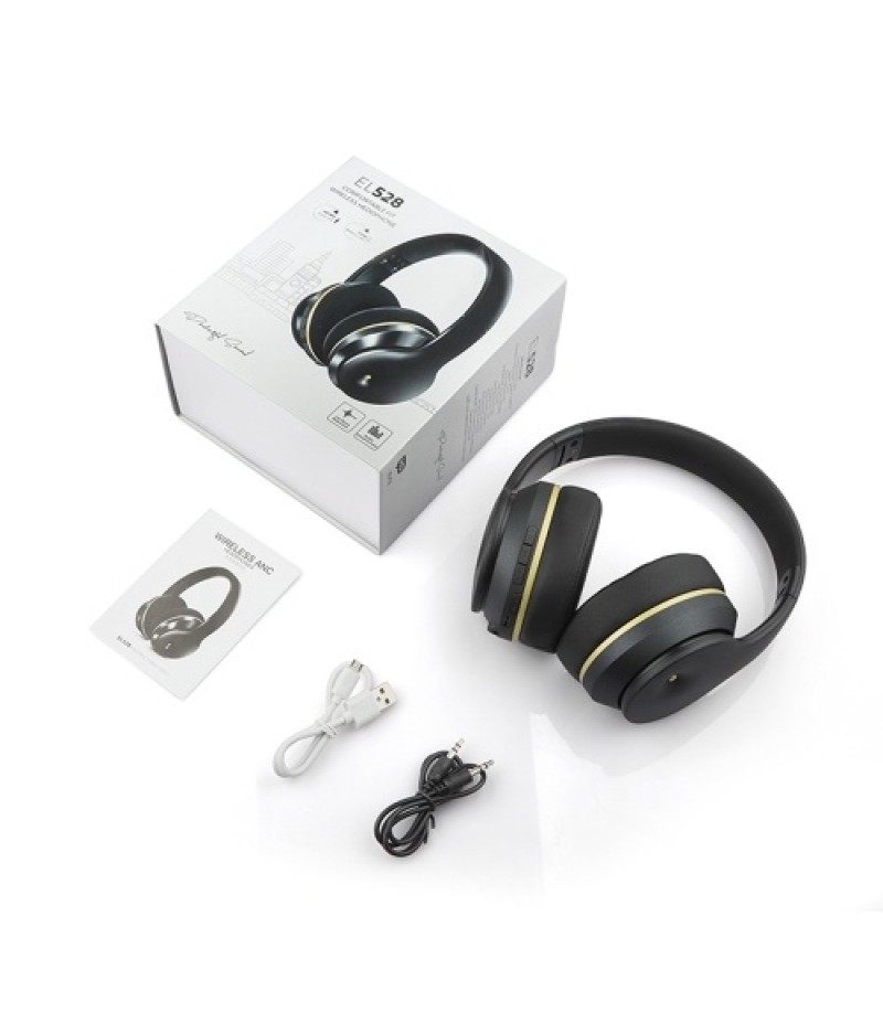 EL528 Wireless BT Headphone Foldable Stereo ANC Headset Sports Gaming TF/FM/Wired Mode Earphone for Phone/Laptop/PC Black&amp;Go