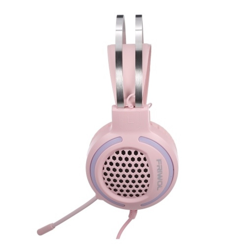 Wired Headset Gaming Headset Colorful RGB Light Headphone with 360° Noise Reduction Microphone for PC Laptop Pink