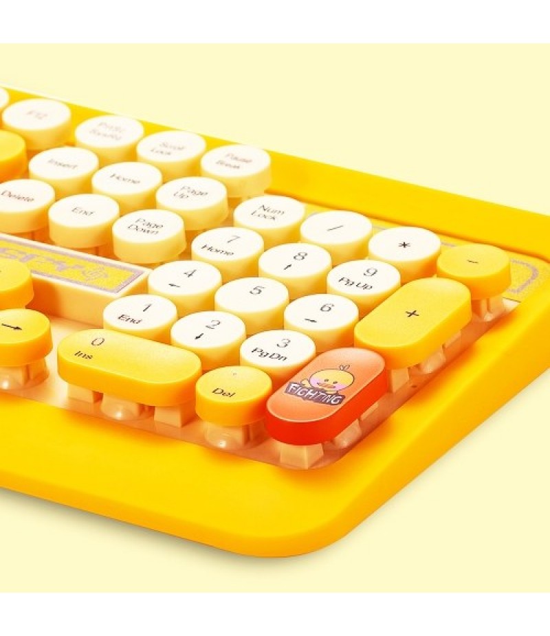 K68 2.4GHz Wireless Cute Retro Round Keycap Keyboard Mouse Set