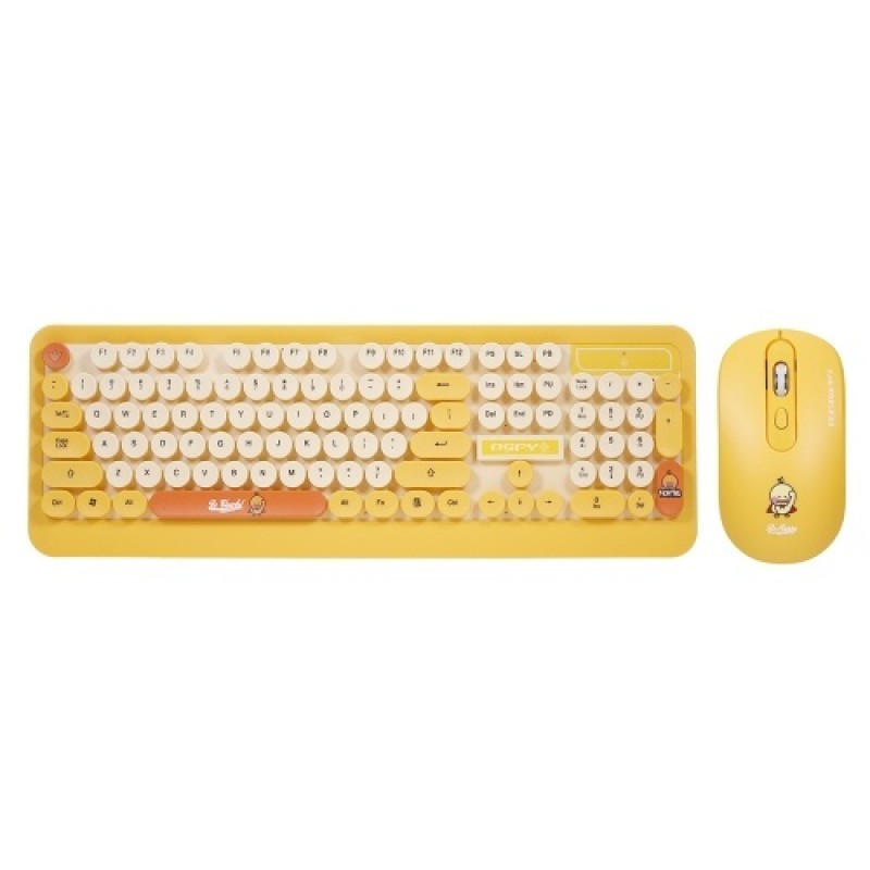 K68 2.4GHz Wireless Cute Retro Round Keycap Keyboard Mouse Set