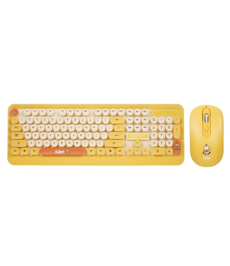K68 2.4GHz Wireless Cute Retro Round Keycap Keyboard Mouse Set
