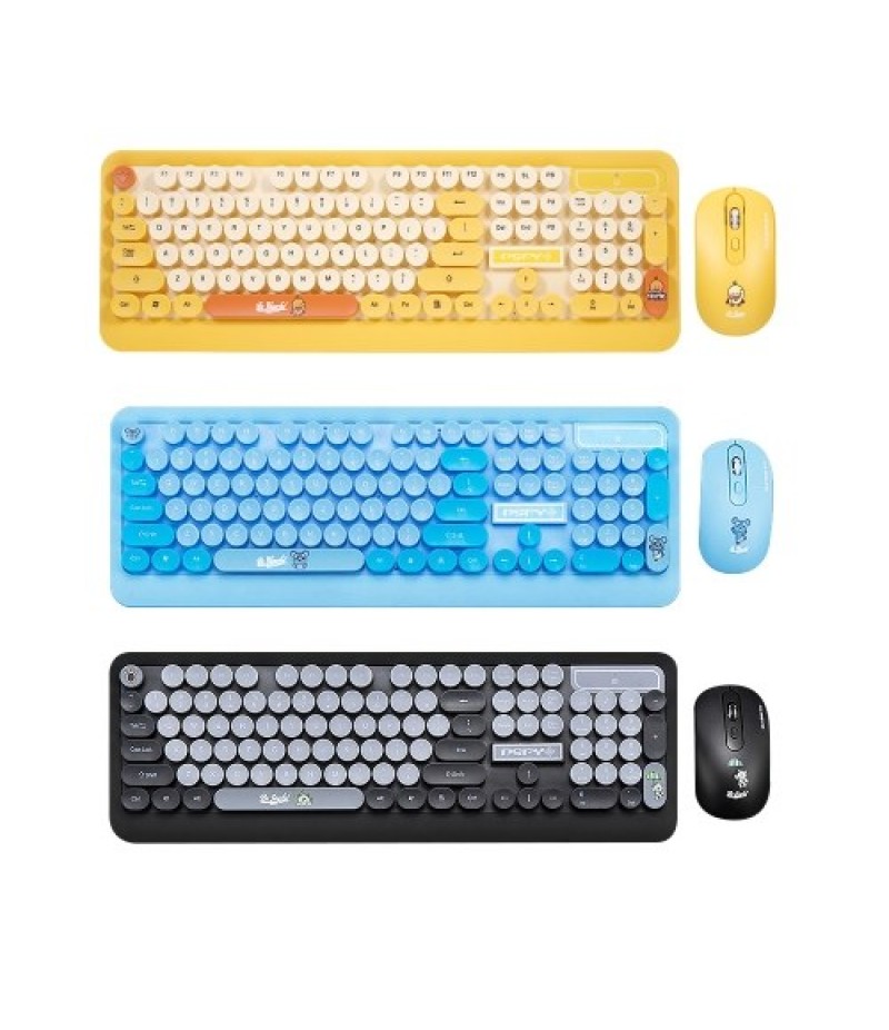 K68 2.4GHz Wireless Cute Retro Round Keycap Keyboard Mouse Set