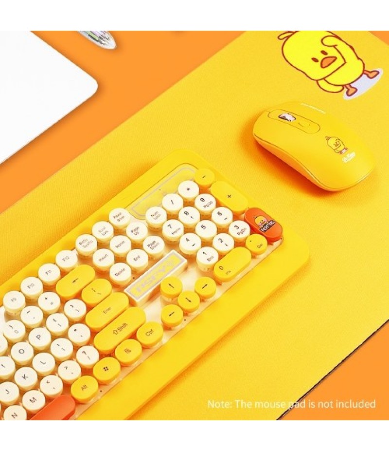 K68 2.4GHz Wireless Cute Retro Round Keycap Keyboard Mouse Set