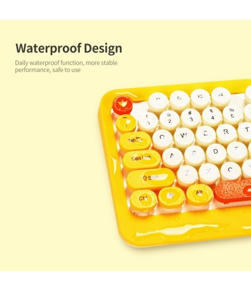 K68 2.4GHz Wireless Cute Retro Round Keycap Keyboard Mouse Set