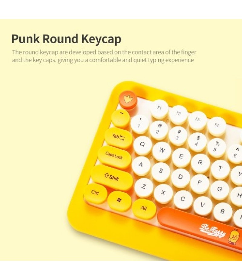 K68 2.4GHz Wireless Cute Retro Round Keycap Keyboard Mouse Set
