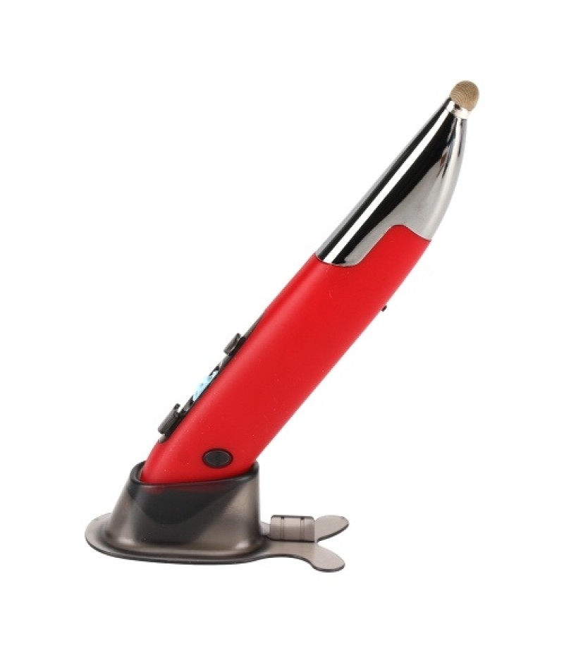 Three Mode 2.4G+BT3.0+5.0 Wireless Optical Pen Mouse 800/1200/1600DPI Rechargeable Pocket Pen Mouse for PC Laptop Computer Red