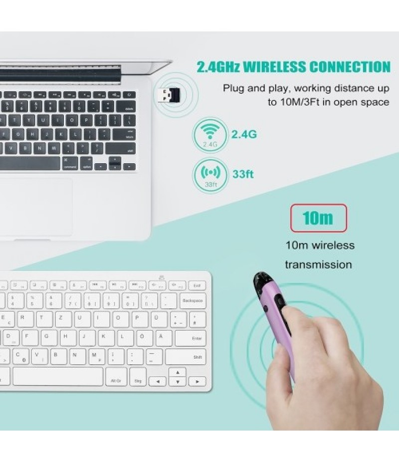 Three Mode 2.4G+BT3.0+5.0 Wireless Optical Pen Mouse 800/1200/1600DPI Rechargeable Pocket Pen Mouse for PC Laptop Computer Red