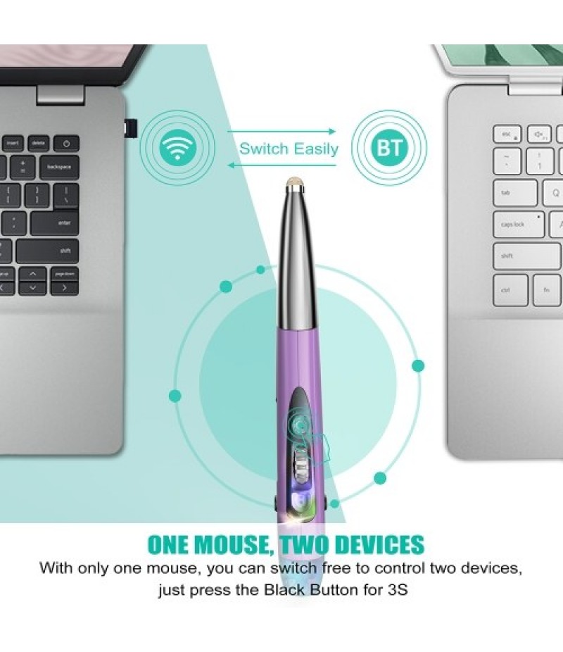 Three Mode 2.4G+BT3.0+5.0 Wireless Optical Pen Mouse 800/1200/1600DPI Rechargeable Pocket Pen Mouse for PC Laptop Computer Red