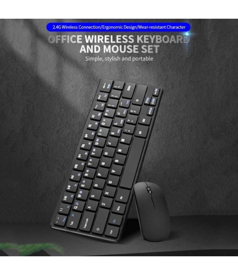 Keyboard Mouse Combo 2.4G Wireless Keyboard Mouse Set Office Keyboard Mouse Set Slim Design Plug and Play for PC Laptop Black