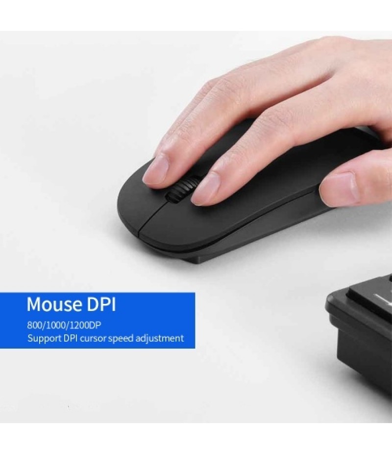 Keyboard Mouse Combo 2.4G Wireless Keyboard Mouse Set Office Keyboard Mouse Set Slim Design Plug and Play for PC Laptop Black