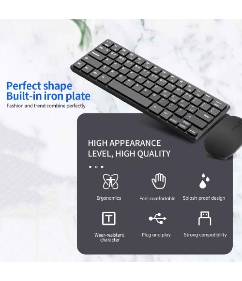 Keyboard Mouse Combo 2.4G Wireless Keyboard Mouse Set Office Keyboard Mouse Set Slim Design Plug and Play for PC Laptop Black