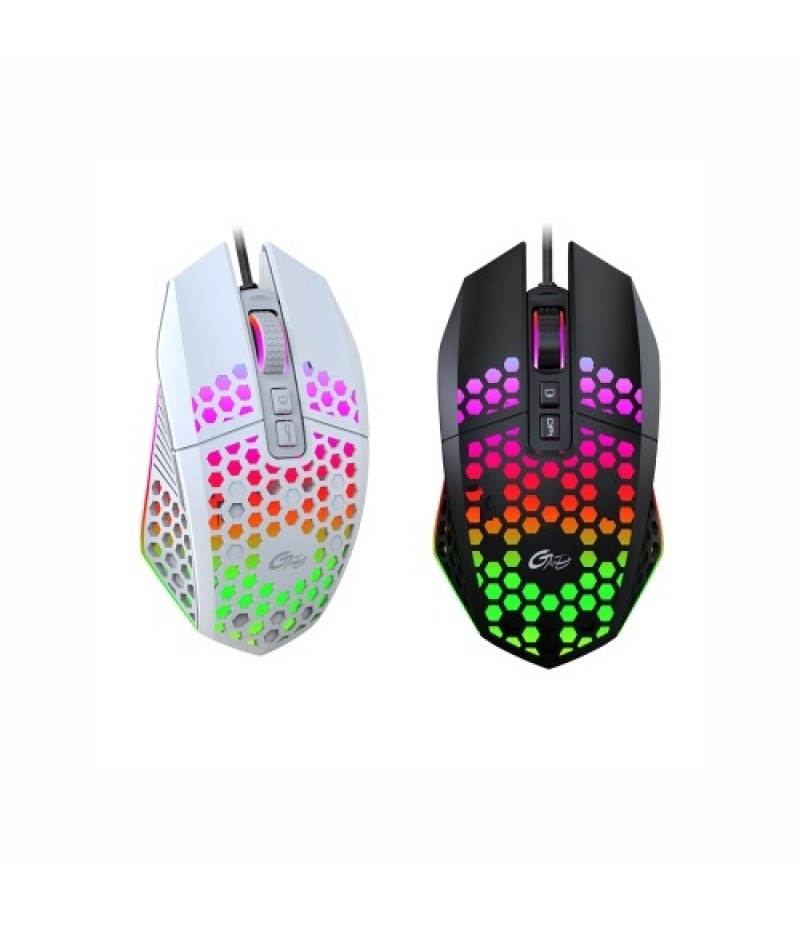 X801 Wired RGB Gaming Mouse with 7 Programmable Buttons Back-to-desktop Button 6 Adjustable DPI Levels 7 Lighting Modes White