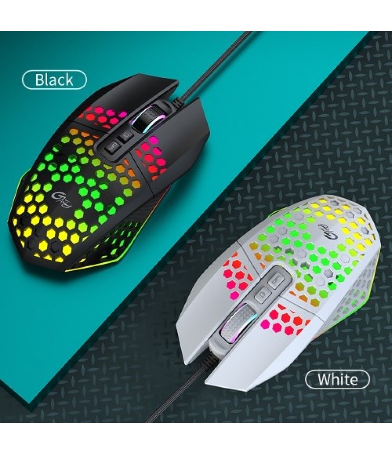 X801 Wired RGB Gaming Mouse with 7 Programmable Buttons Back-to-desktop Button 6 Adjustable DPI Levels 7 Lighting Modes White