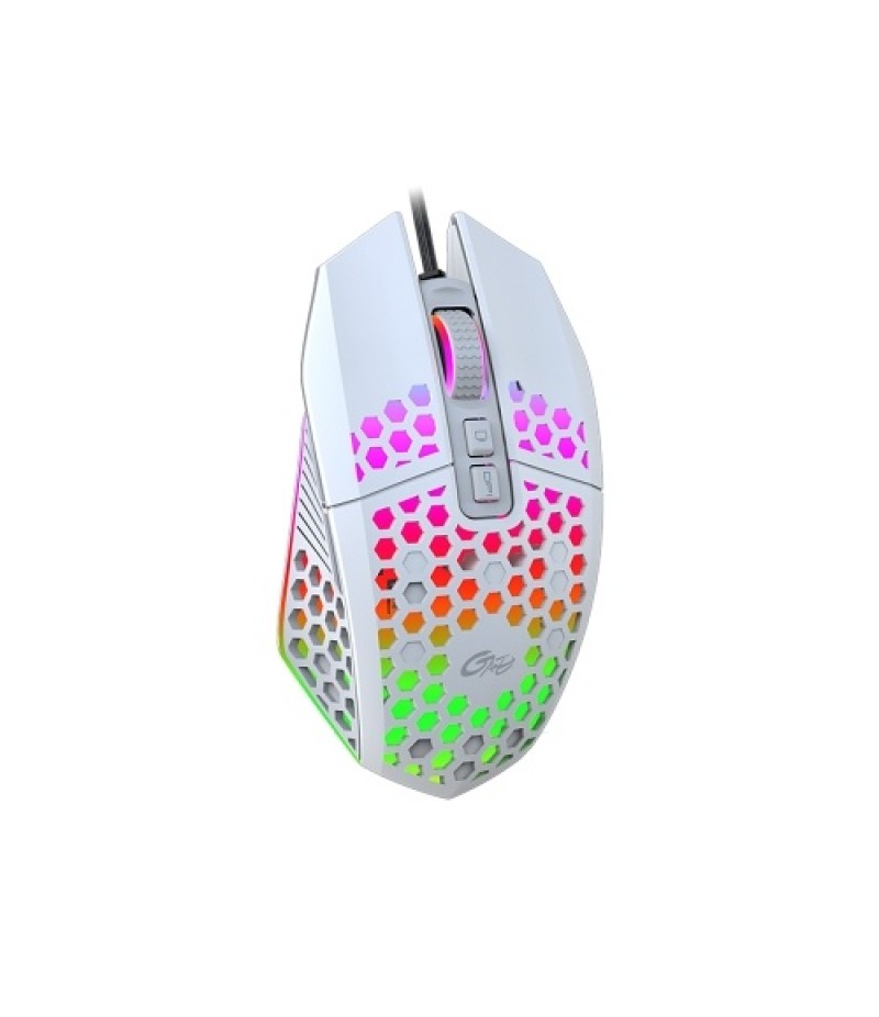 X801 Wired RGB Gaming Mouse with 7 Programmable Buttons Back-to-desktop Button 6 Adjustable DPI Levels 7 Lighting Modes White