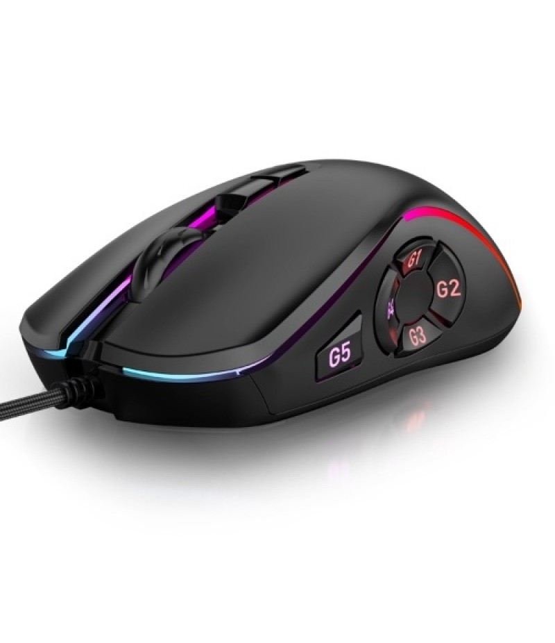 Wired Gaming Mouse 7200DPI RGB Backlit Mouse 6 Adjustable DPI Levels/10 Programmable Buttons/Back-to-desktop Button Black