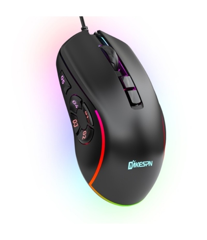 Wired Gaming Mouse 7200DPI RGB Backlit Mouse 6 Adjustable DPI Levels/10 Programmable Buttons/Back-to-desktop Button Black