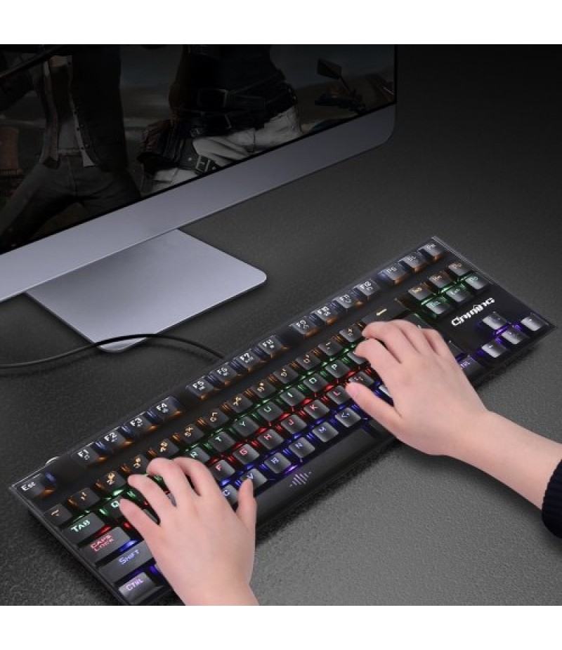 Illuminated Keyboard 87 Keys Gaming Keyboard USB Powered Operated 3 Levels Adjustable Brightness Dimmable for Computer Laptop E-