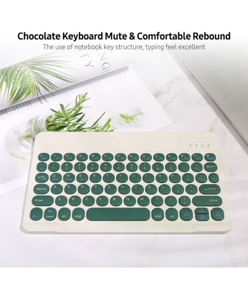 BT Keyboard Rechargeable Mute Multi-system Compatibility Multi-function Keys Compatibility BT Keyboard + USB Cable Dark Green