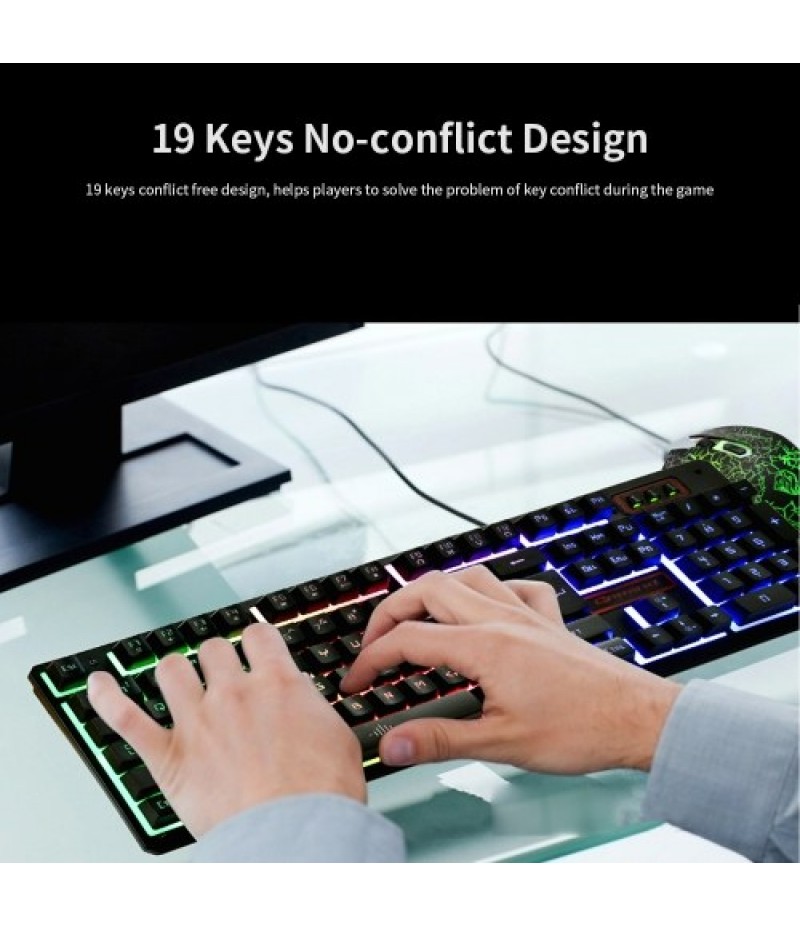 Keyboard and Mouse Combo N-Key Rollover Wired Gaming Mouse Silent Office Keyboard RGB Mouse 104Keys