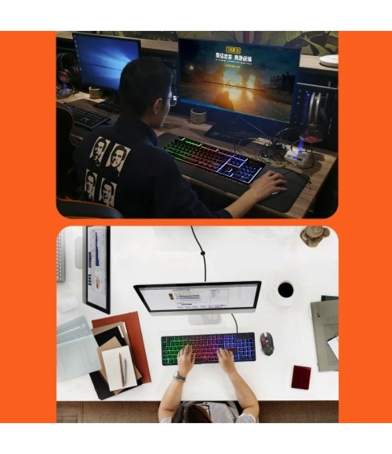 Keyboard and Mouse Combo N-Key Rollover Wired Gaming Mouse Silent Office Keyboard RGB Mouse 104Keys