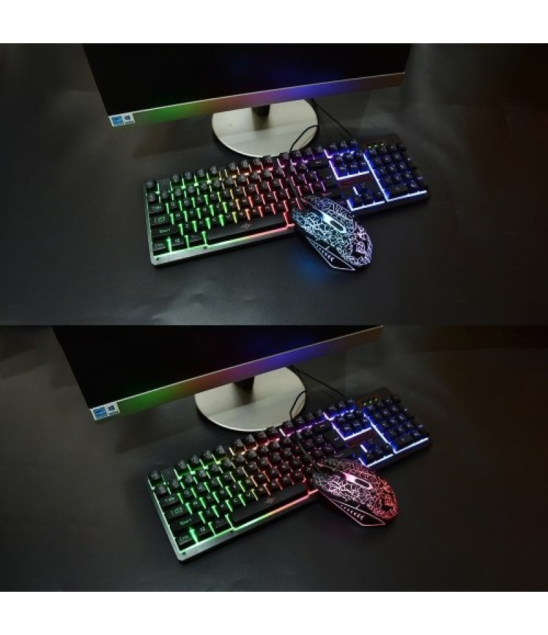 Keyboard and Mouse Combo N-Key Rollover Wired Gaming Mouse Silent Office Keyboard RGB Mouse 104Keys
