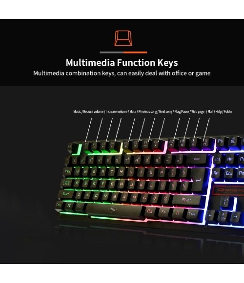 Keyboard and Mouse Combo N-Key Rollover Wired Gaming Mouse Silent Office Keyboard RGB Mouse 104Keys