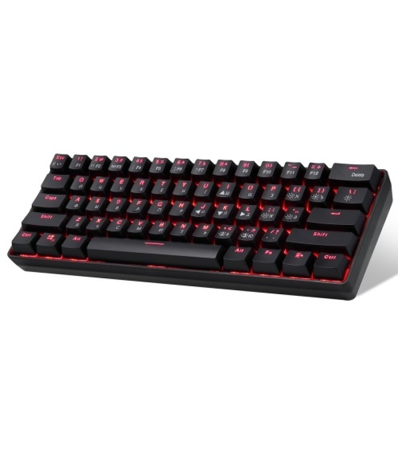 61 Keys Mechanical Keyboard USB Wired 2.4G Wireless Dual-mode English&amp;Russian Keyboard with RGB Light Effect Red Switches