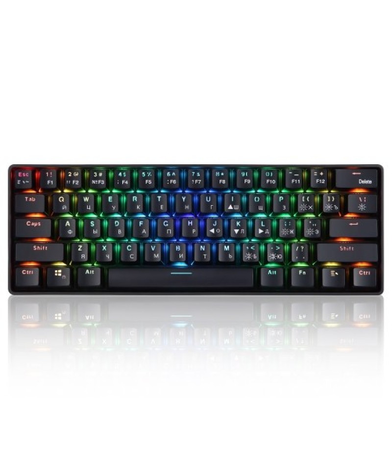 61 Keys Mechanical Keyboard USB Wired 2.4G Wireless Dual-mode English&amp;Russian Keyboard with RGB Light Effect Red Switches
