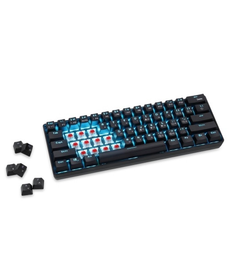 61 Keys Mechanical Keyboard USB Wired 2.4G Wireless Dual-mode English&amp;Russian Keyboard with RGB Light Effect Red Switches