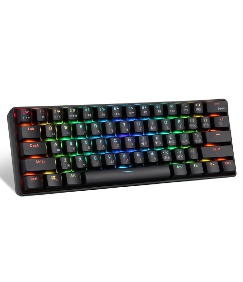 61 Keys Mechanical Keyboard USB Wired 2.4G Wireless Dual-mode English&amp;Russian Keyboard with RGB Light Effect Red Switches