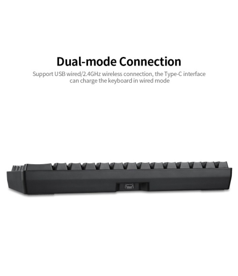 61 Keys Mechanical Keyboard USB Wired 2.4G Wireless Dual-mode English&amp;Russian Keyboard with RGB Light Effect Red Switches