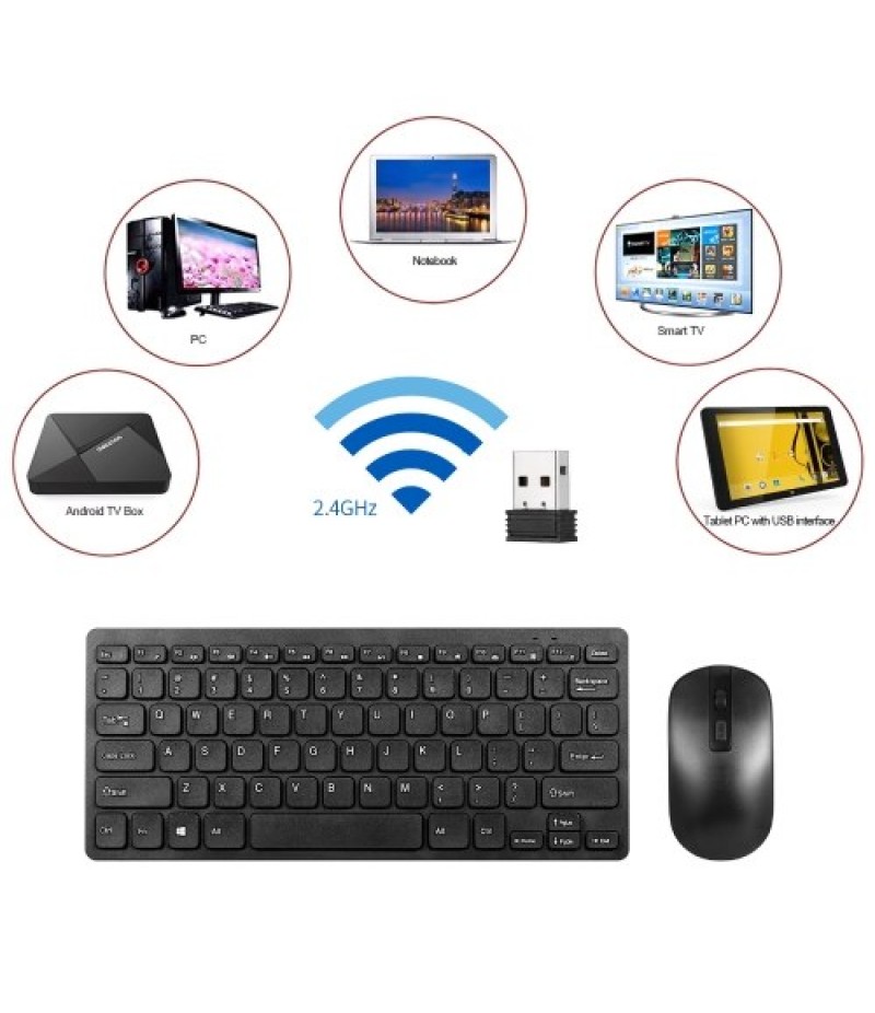 KM901 Keyboard Mouse Combo 2.4G Wireless 78 Key Mini Keyboard and Mouse Set Portable Office Combo