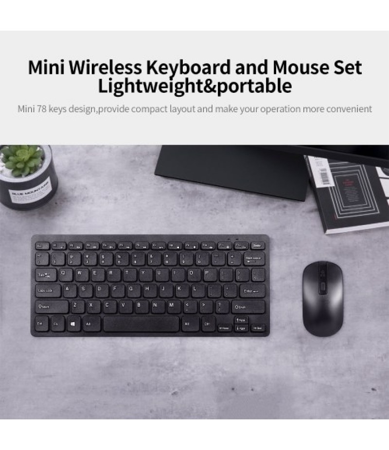 KM901 Keyboard Mouse Combo 2.4G Wireless 78 Key Mini Keyboard and Mouse Set Portable Office Combo