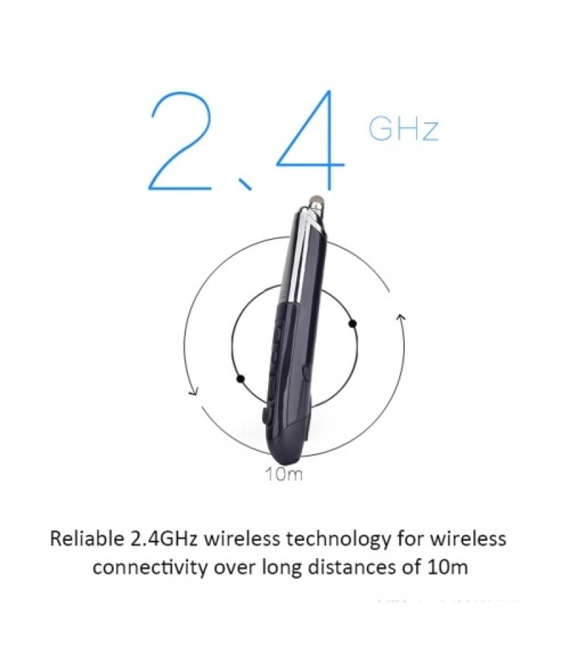 PR-08 2.4Ghz Wireless Optical Touch-pen Mouse 800/1200/1600DPI Wireless Mouse Pen with Web Browsing Laser-Presenter Handwriting 