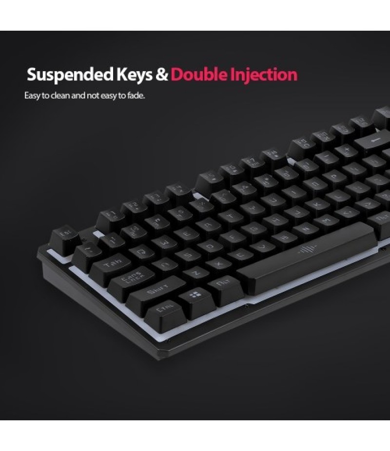 USB Wired Gaming Keyboard and Mouse Combo Waterproof Rainbow Backlit 2000DPI for Home Office