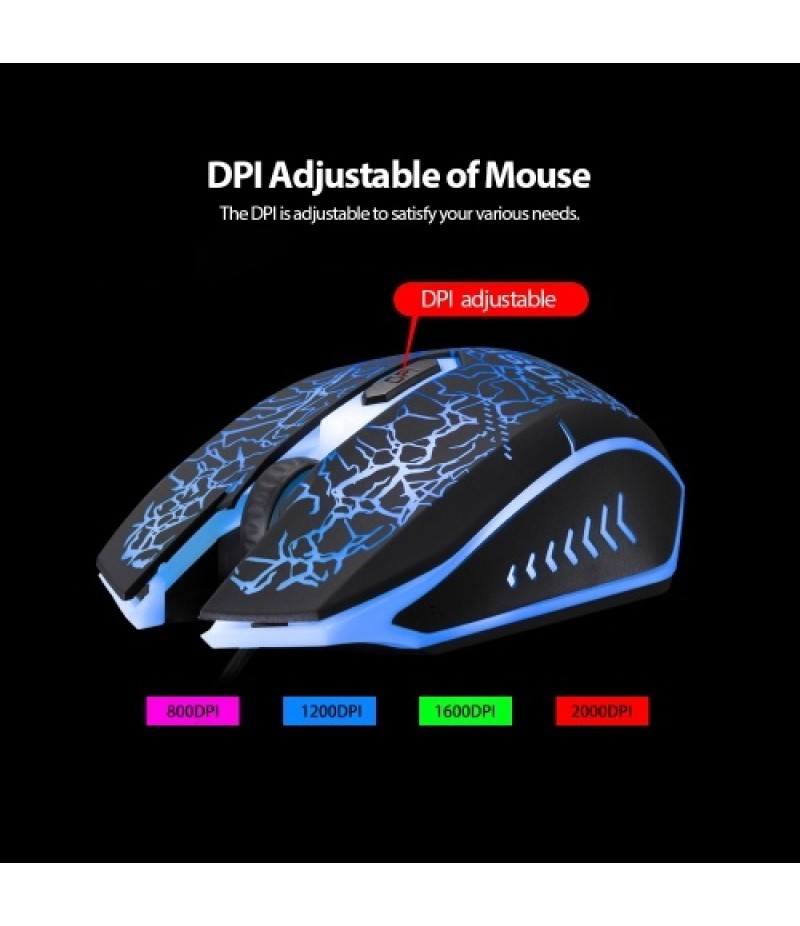 USB Wired Gaming Keyboard and Mouse Combo Waterproof Rainbow Backlit 2000DPI for Home Office