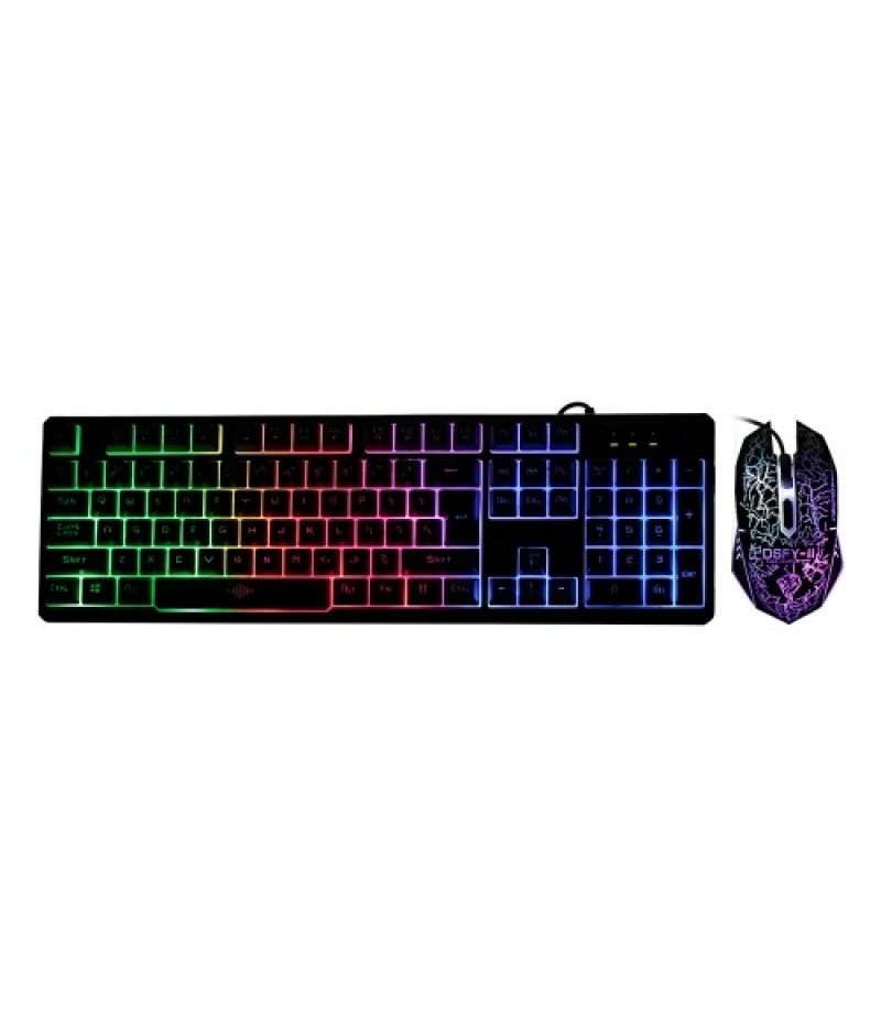 USB Wired Gaming Keyboard and Mouse Combo Waterproof Rainbow Backlit 2000DPI for Home Office