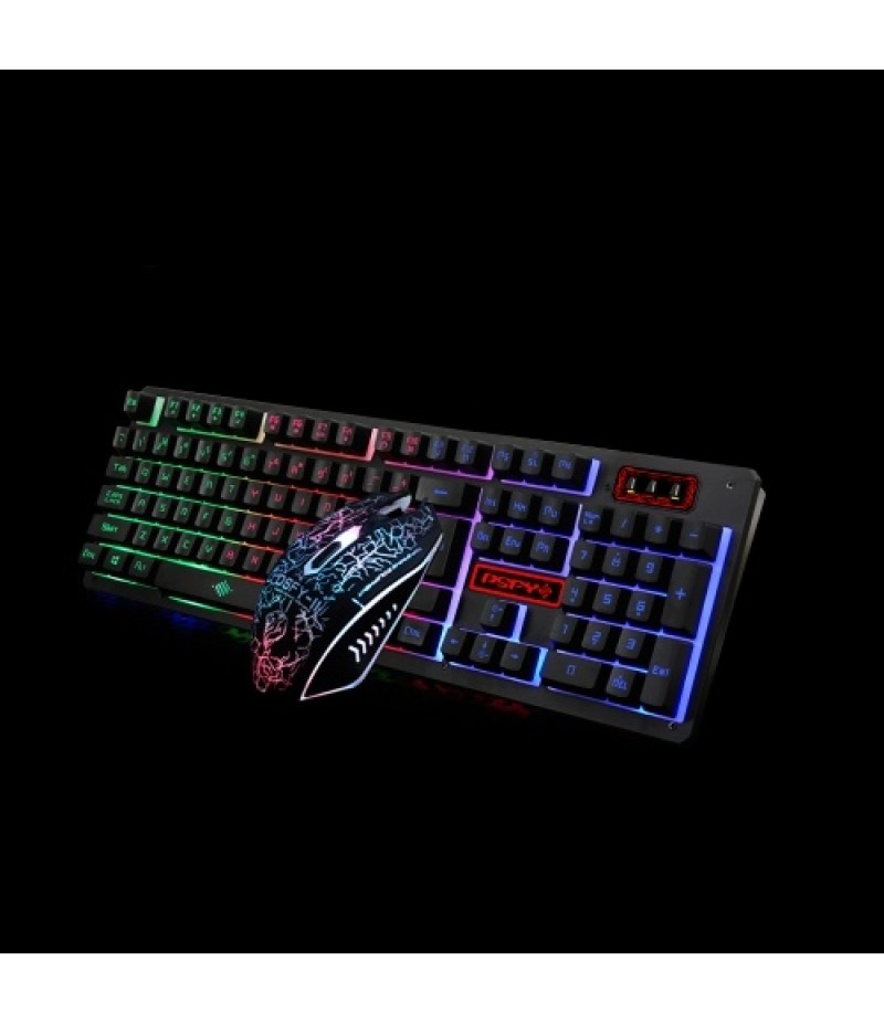 USB Wired Gaming Keyboard and Mouse Combo Waterproof Rainbow Backlit 2000DPI for Home Office