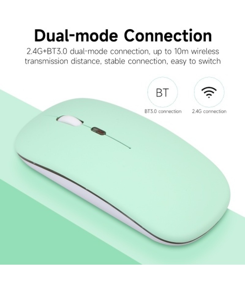 2.4G+BT3.0 Wireless Dual-mode Mouse Mute Office Mouse 3-gear Adjustable DPI Built-in Rechargeable Lithium Battery Light Pink