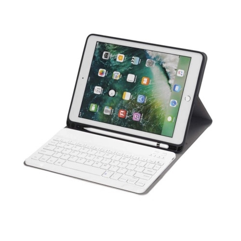BT3.0 Wireless Keyboard Case iPad Protective Case Portable Keyboard for iPad Pro 10.5/iPad Air3 10.5/iPad 10.2(2019) (Blue-White