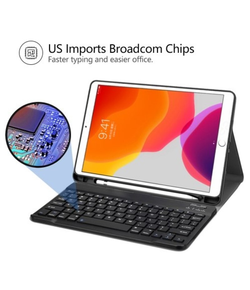 BT3.0 Wireless Keyboard Case iPad Protective Case Portable Keyboard for iPad Pro 10.5/iPad Air3 10.5/iPad 10.2(2019) (Blue-White