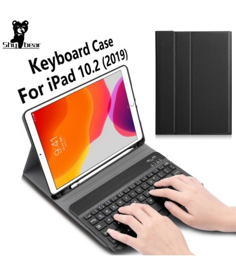 BT3.0 Wireless Keyboard Case iPad Protective Case Portable Keyboard for iPad Pro 10.5/iPad Air3 10.5/iPad 10.2(2019) (Blue-White