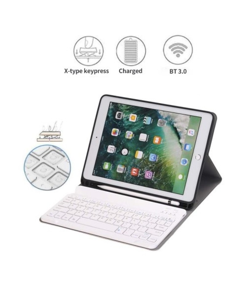 BT3.0 Wireless Keyboard Case iPad Protective Case Portable Keyboard for iPad Pro 10.5/iPad Air3 10.5/iPad 10.2(2019) (Blue-White