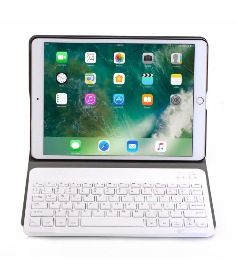 BT3.0 Wireless Keyboard Case iPad Protective Case Portable Keyboard for iPad Pro 10.5/iPad Air3 10.5/iPad 10.2(2019) (Blue-White