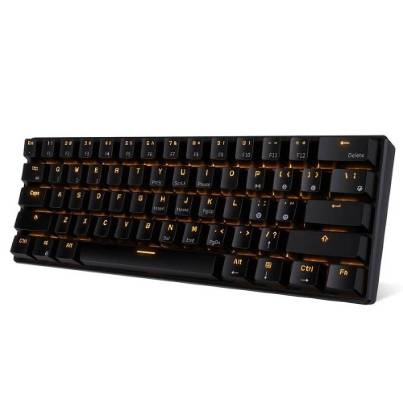 RK61 BT&amp;Wired Dual Mode Keyboard Yellow Backlight 61 Key Mini Mechanical Keyboard for Phone/Tablet Black with OUTEMU Blue Sw